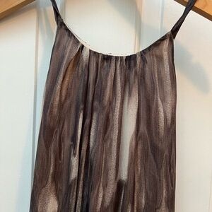 RW&CO. Cream and Tan Georgette maxi dress